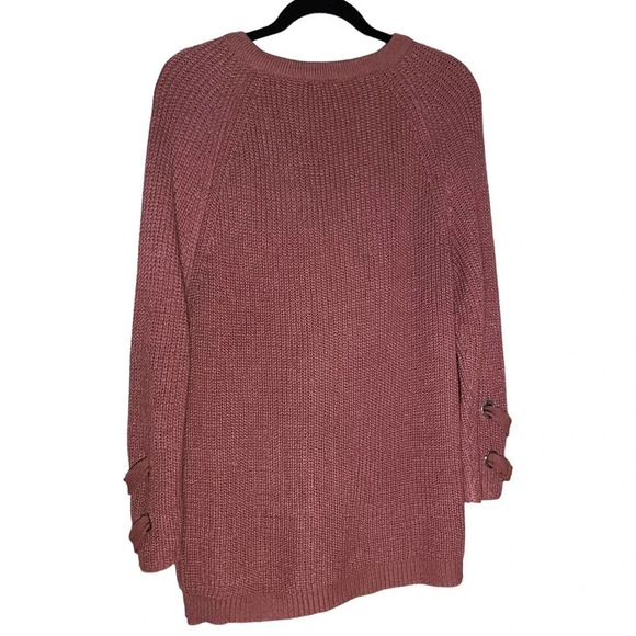 One Star Sugar and Spice Lace Up Sweater in Rustic Rose Size Small Cozy Sweater - Picture 11 of 12